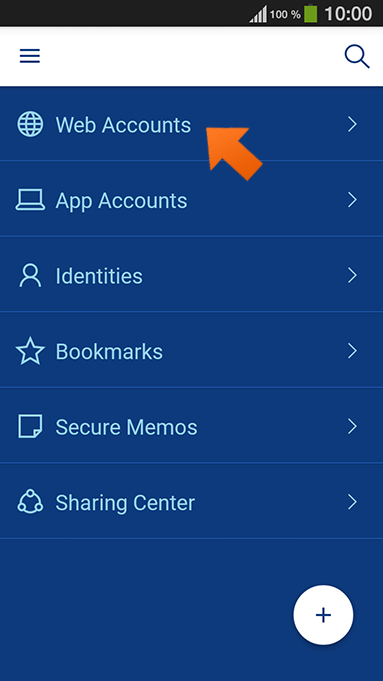 Using autofill with Sticky Browser on your Android device - tap Web Accounts.