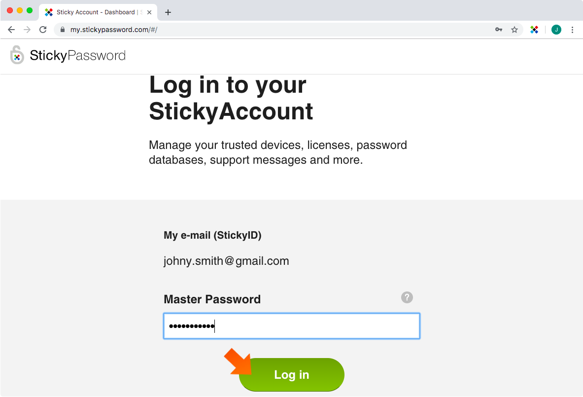 How To Change Your StickyID - enter your Master Password.