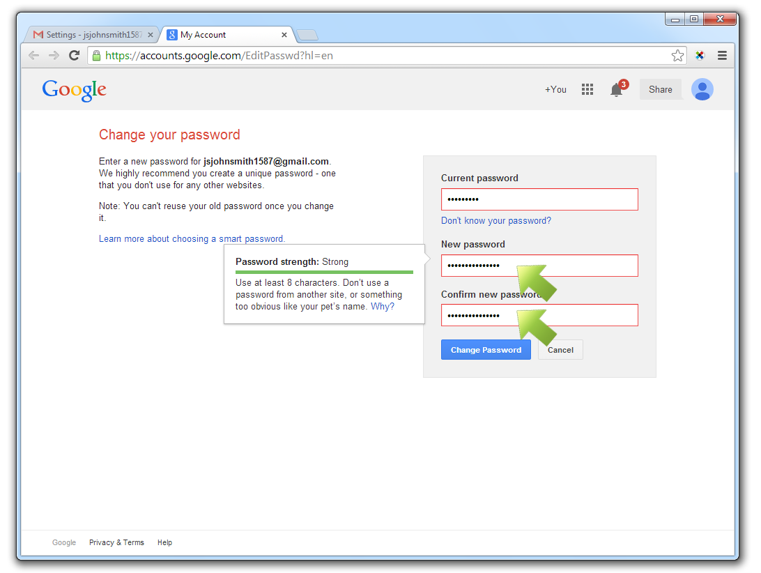 How to change your password for Gmail?