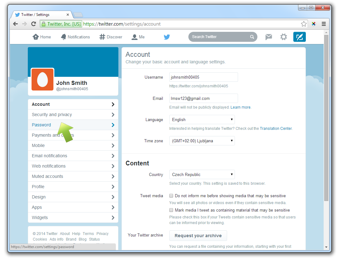 How to change your password for Twitter?