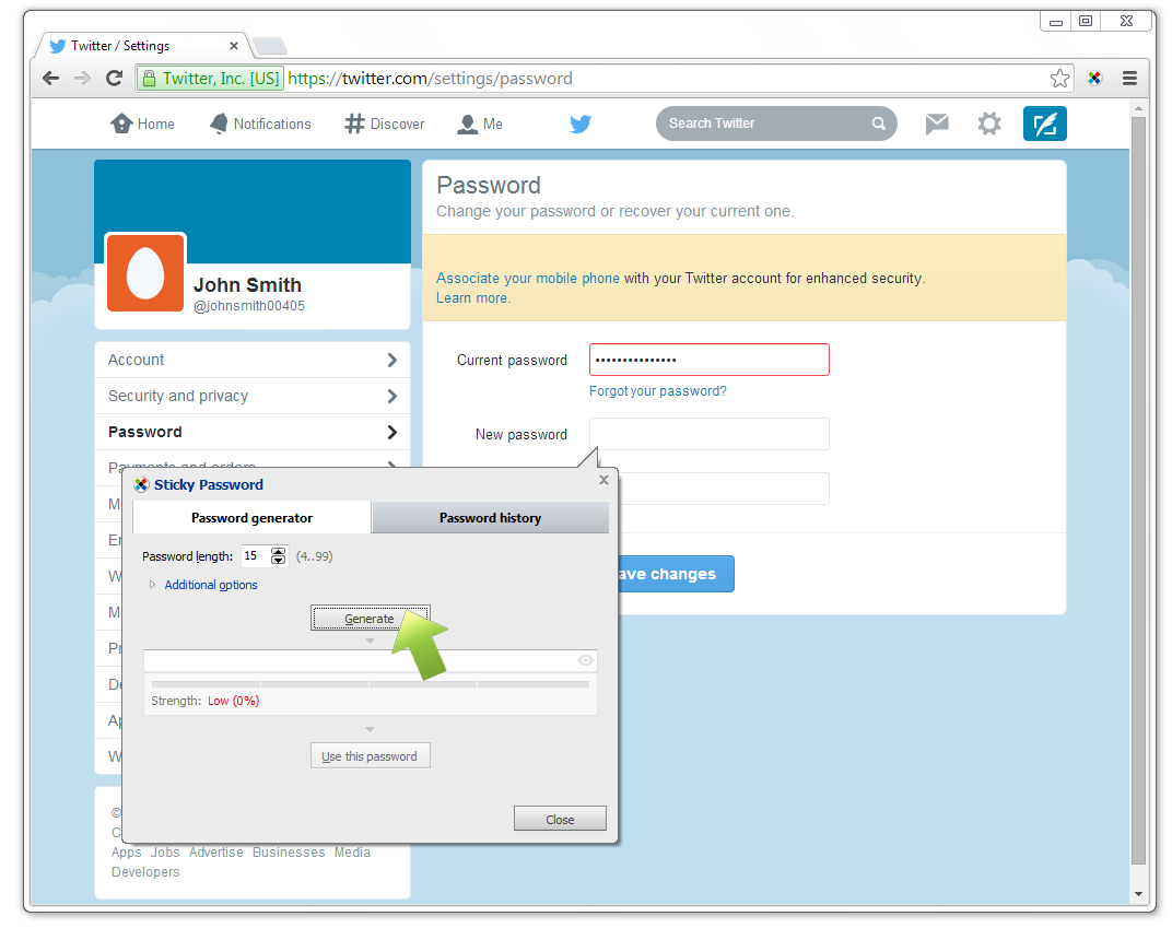 How to change your password for Twitter?
