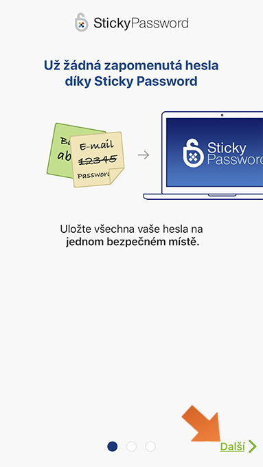 Jak nainstalovat Sticky Password na váš iPhone a iPad - spustí se Průvodce prvním spuštěním Sticky Password.