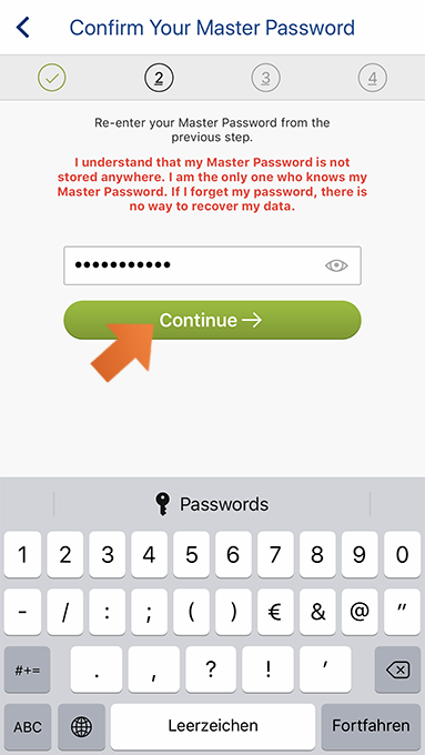 How to install Sticky Password on your iPhone and iPad - confirm your Master Password.