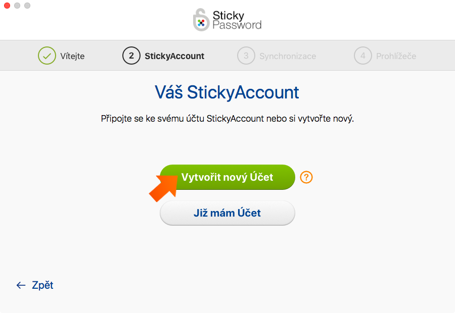 Jak nainstalovat Sticky Password na váš Mac - vytvořte si účet StickyAccount.