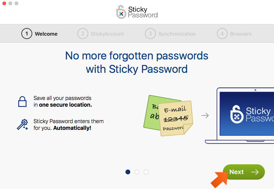 How to install Sticky Password on your Mac - the Welcome screen in the First Run Wizard