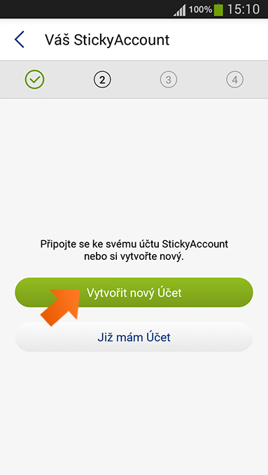 Jak nainstalovat Sticky Password na Android? - Klikněte na Vytvořit nový Účet.