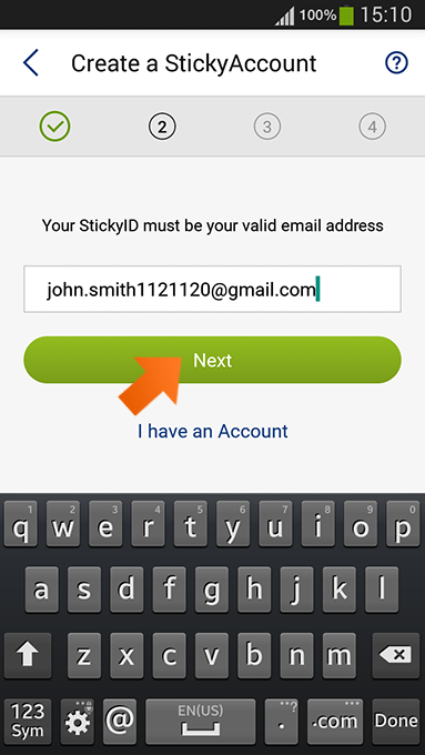 How to install Sticky Password on Android - Enter your email address (your StickyID)