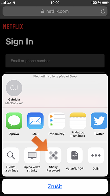 Jak povolit a používat Sticky Password rozšíření pro Safari na vašem iPhone/iPadu - vyberte Sticky Password.