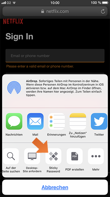 So aktivieren und verwenden Sie die Sticky Password Erweiterung für den Safari Browser auf Ihrem iPhone oder iPad - tippen Sie auf Sticky Password