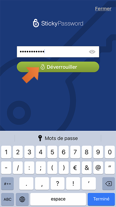 Config authen facultative par code PIN sur votre appareil Android - appuyez sur Déverrouiller