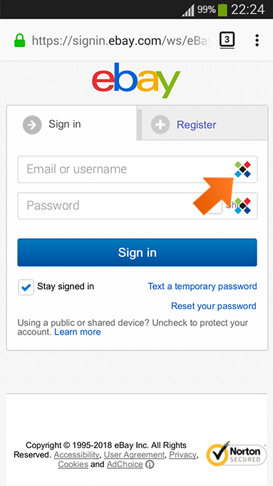 How to use autofill with Firefox on your Android device - tap Sticky Password icon.