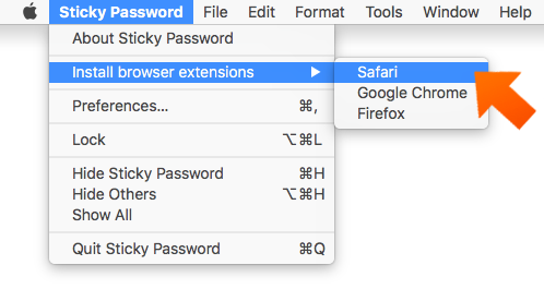 Enabling the Sticky Password extension in Safari on Mac - Install browser extension - Safari