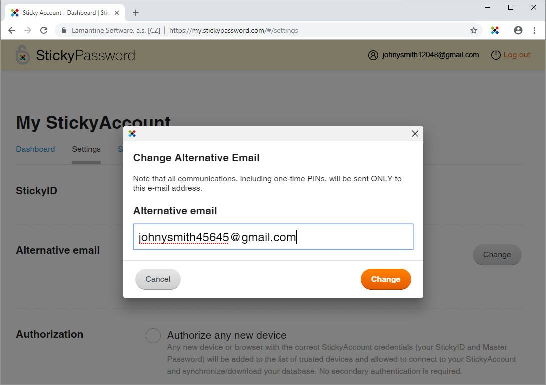 How to add an alternative email?