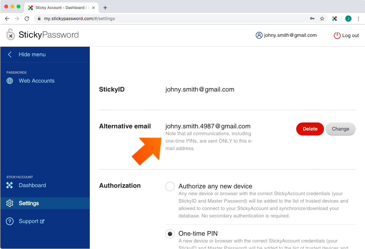How to add an alternative e-mail - alternative e-mail have been added
