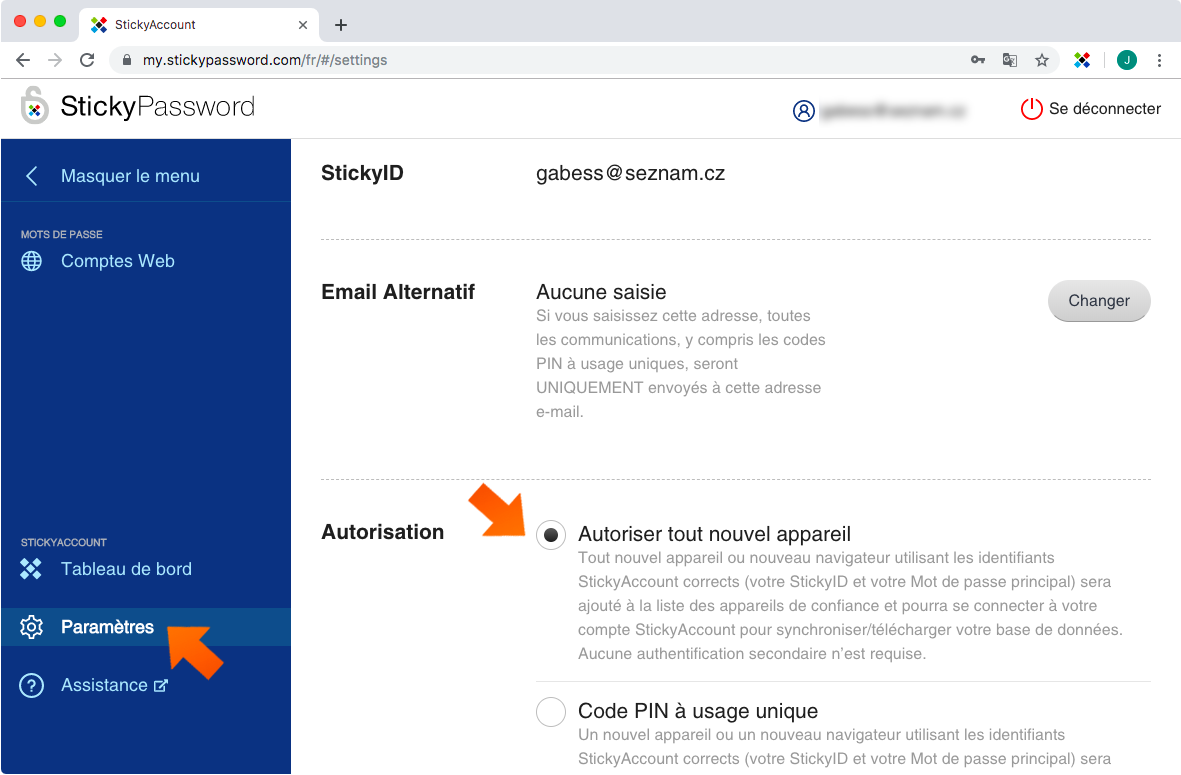 Comment gérer vos appareils de confiance dans votre StickyAccount