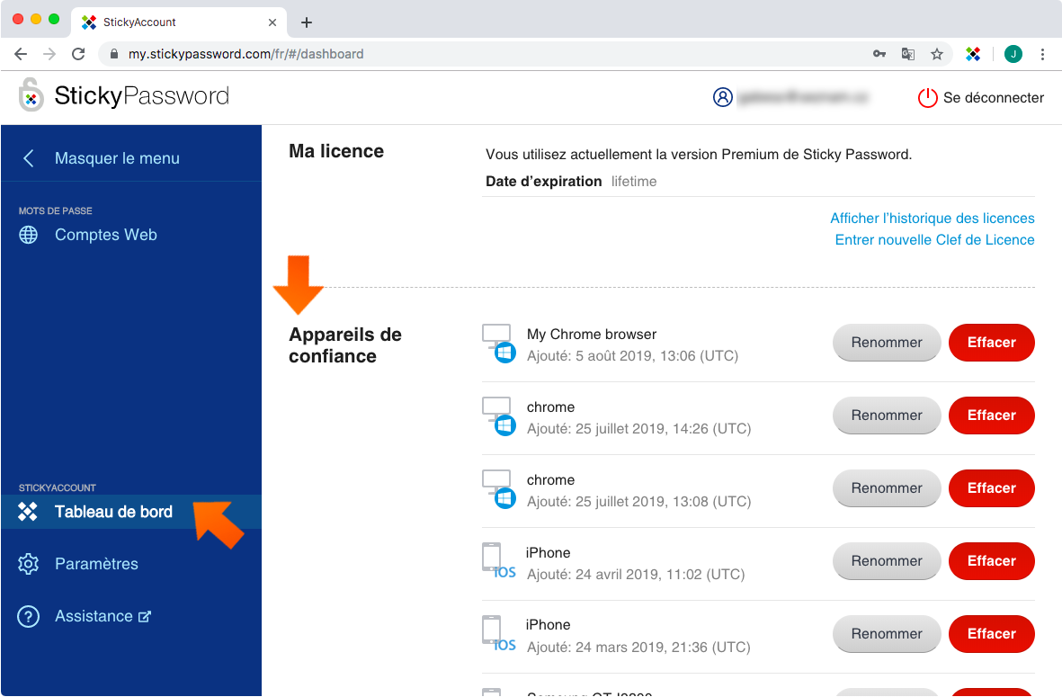 Comment gérer vos appareils de confiance dans votre StickyAccount
