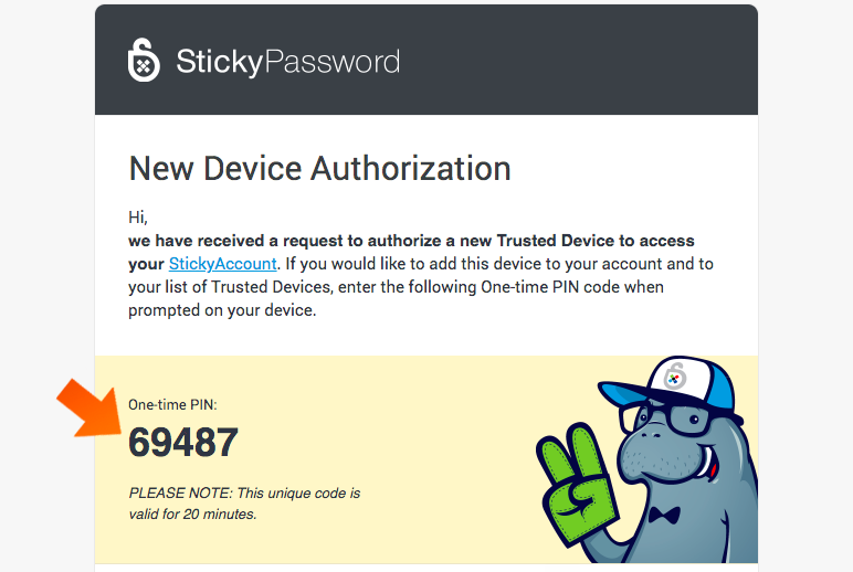 How to set up a One-time PIN for device authorization - check your email inbox.