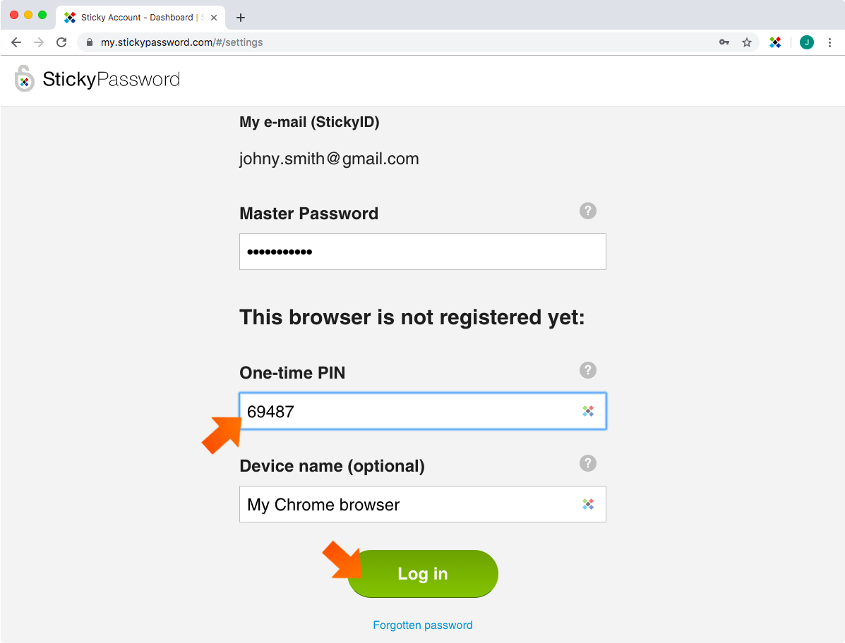 How to set up a One-time PIN for device authorization - enter Master Password and one-time pin