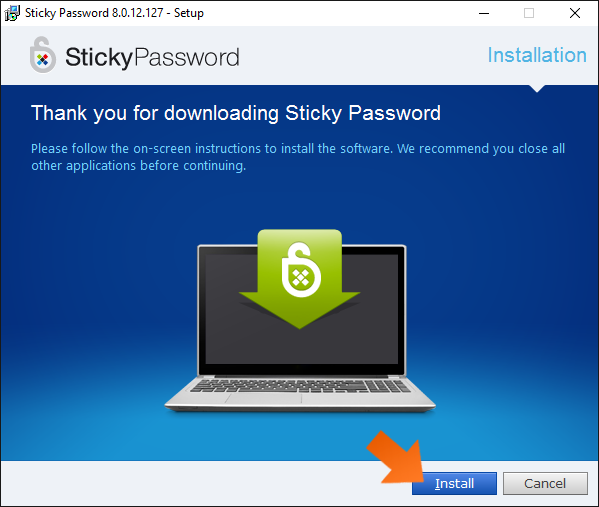 How to install Sticky Password - Click Next.
