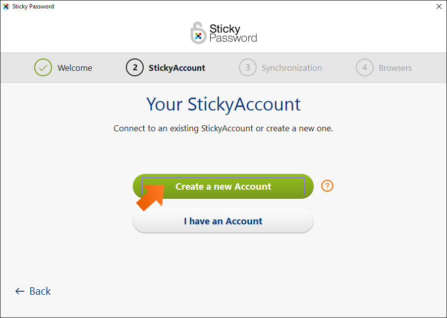 How to install Sticky Password on Windows- Create a new StickyAccount or connect to your
                existing StickyAccount