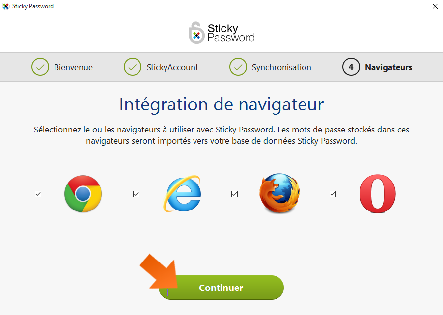 Comment installer Sticky Password - Sélectionnez le navigateur que vous souhaitez utiliser avec Sticky Password.