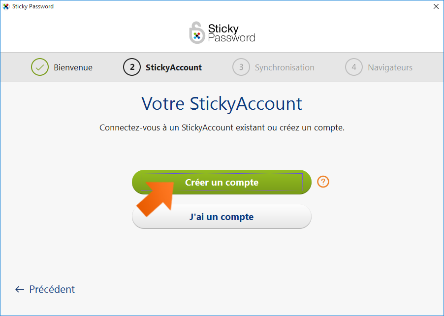 Comment installer Sticky Password - Créez un nouveau compte StickyAccount ou connectez-vous à votre compte StickyAccount existant.