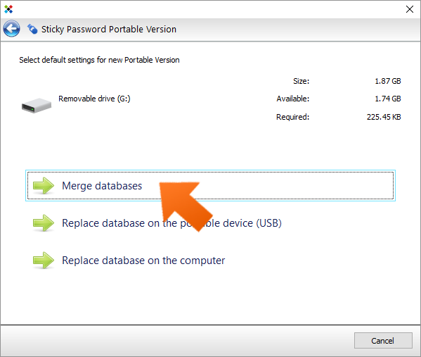How to create a USB portable password manager on Windows - select Merge.