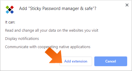 Installing the Sticky Password extension for Chrome on Windows - Click Add Extension.