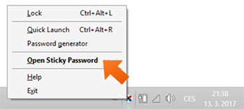 Open Sticky Password main window