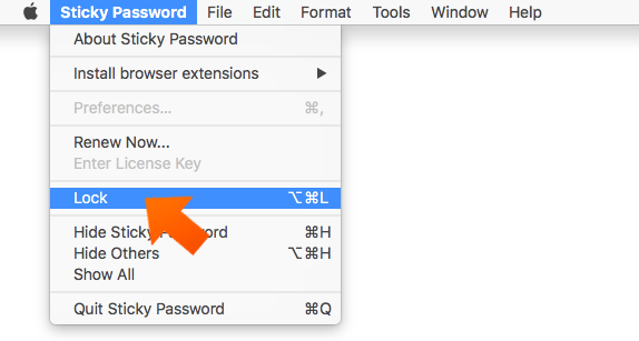 How to set up Sticky Password autolock on Mac - lock pro the menu bar.
