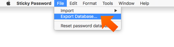 Exporting Your Database Securely on Mac - click File and select Ecport Database...