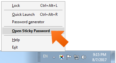 Open Sticky Password