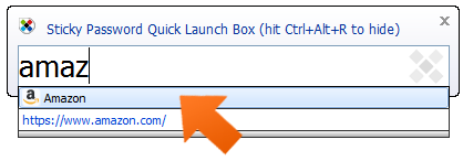 Sticky Password quick launch box