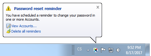 Sticky Password Password reminder apperars.