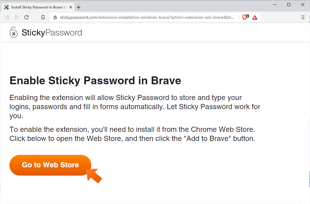 How to install Sticky Password to Brave - Sticky Password extension - Go to Web store