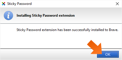 How to install Sticky Password to Brave - Sticky Password extension - click OK
