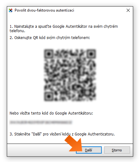 Enabling 2FA - step 5, open the Google Authenticator and scan the QR
                 code.