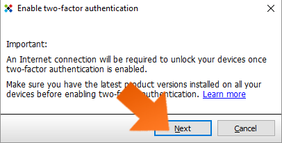 Protect your data with Two-Factor Authentication - click Next.