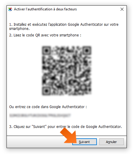 Enabling 2FA - step 5, open the Google Authenticator and scan the QR
                 code.