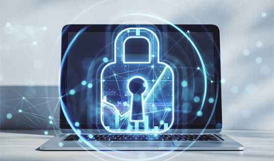 A security lock protects a laptop.