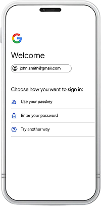Création d’une passkey dans Google – étape 1