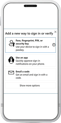 Création d’une passkey dans Microsoft – étape 3