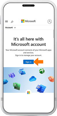 Connexion avec une passkey dans Microsoft – étape 1