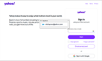 Connexion avec une passkey dans Yahoo – étape 1
